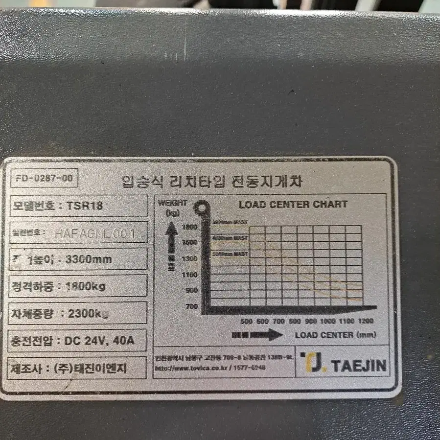 전동지게차1.8톤3.3m