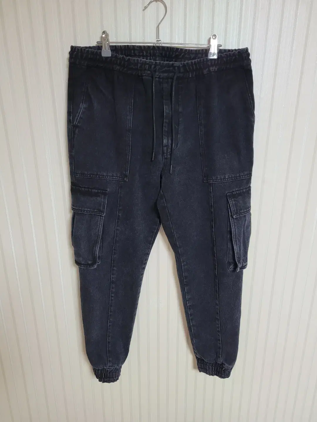 [46] Junge 22SS Black Blue Denim Cargo Jogger Pants 220426