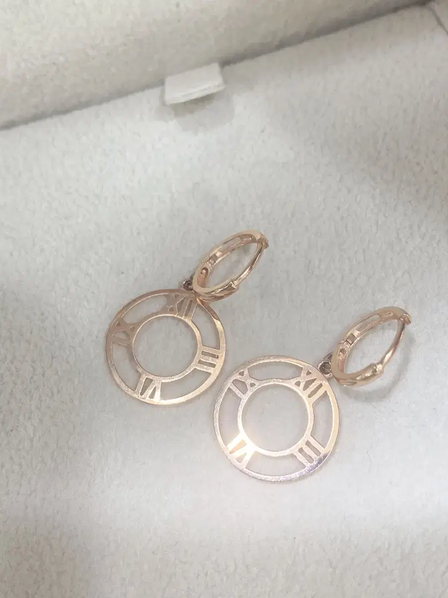 14k rose gold Roman numeral earrings for sale (new)