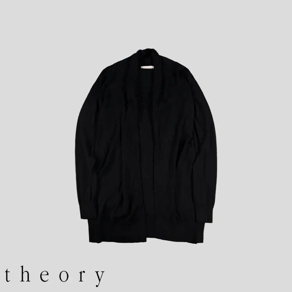 Theory luxe 띠어리 블랙 울100 숄카라 논버튼 니트 가디건