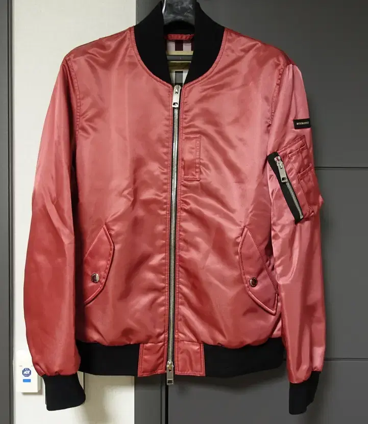 Burberry Magenta Satin Bomber Jacket