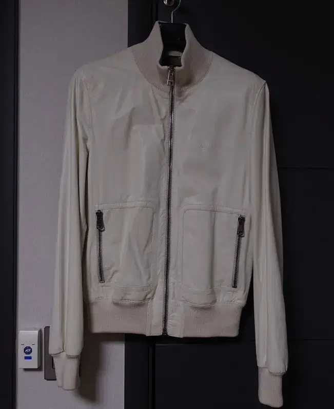 Gucci White lambskin bomber jacket