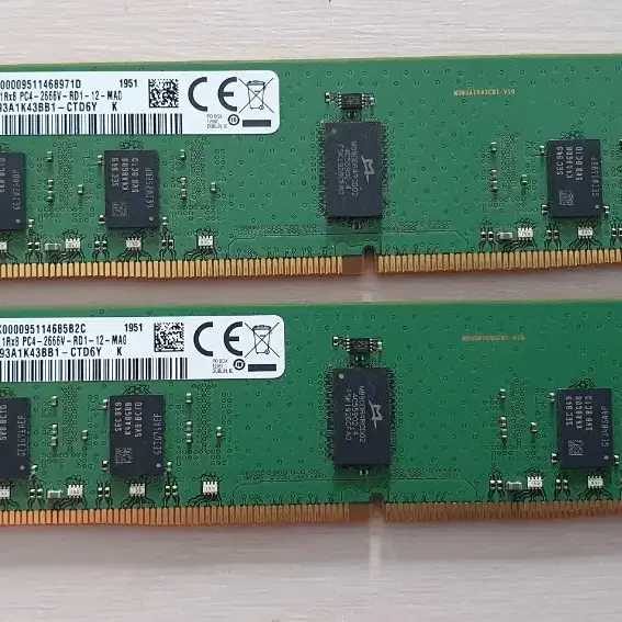 서버용 삼성 RAM 8G PC4 2666V 2개