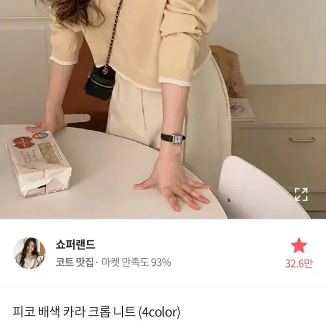 쇼퍼랜드 피코 배색 카라니트 네이비