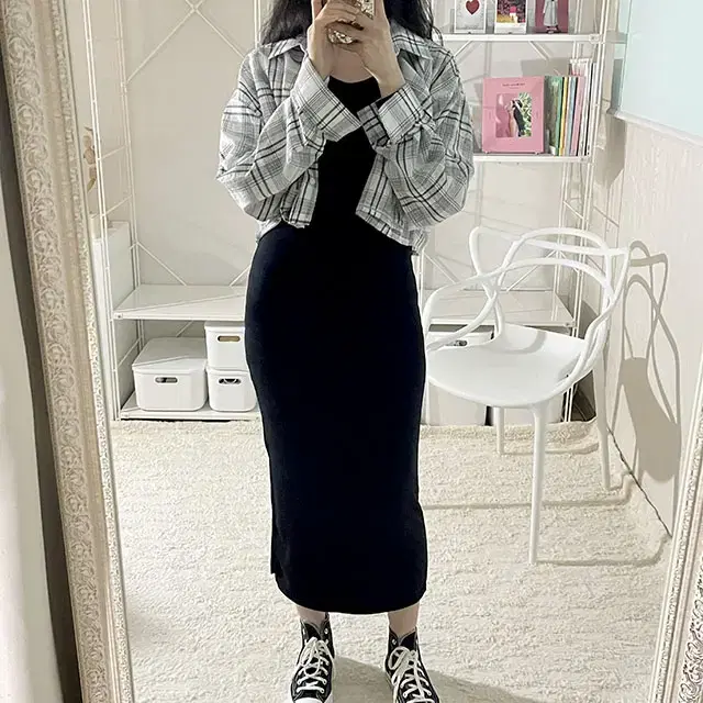 [세일] 데일리 루즈핏 크롭 체크 셔츠 남방 (2color)