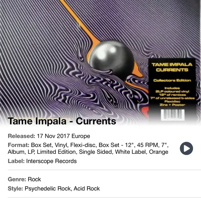 TAME IMPALA CURRENTS COLLECTORS EDITION