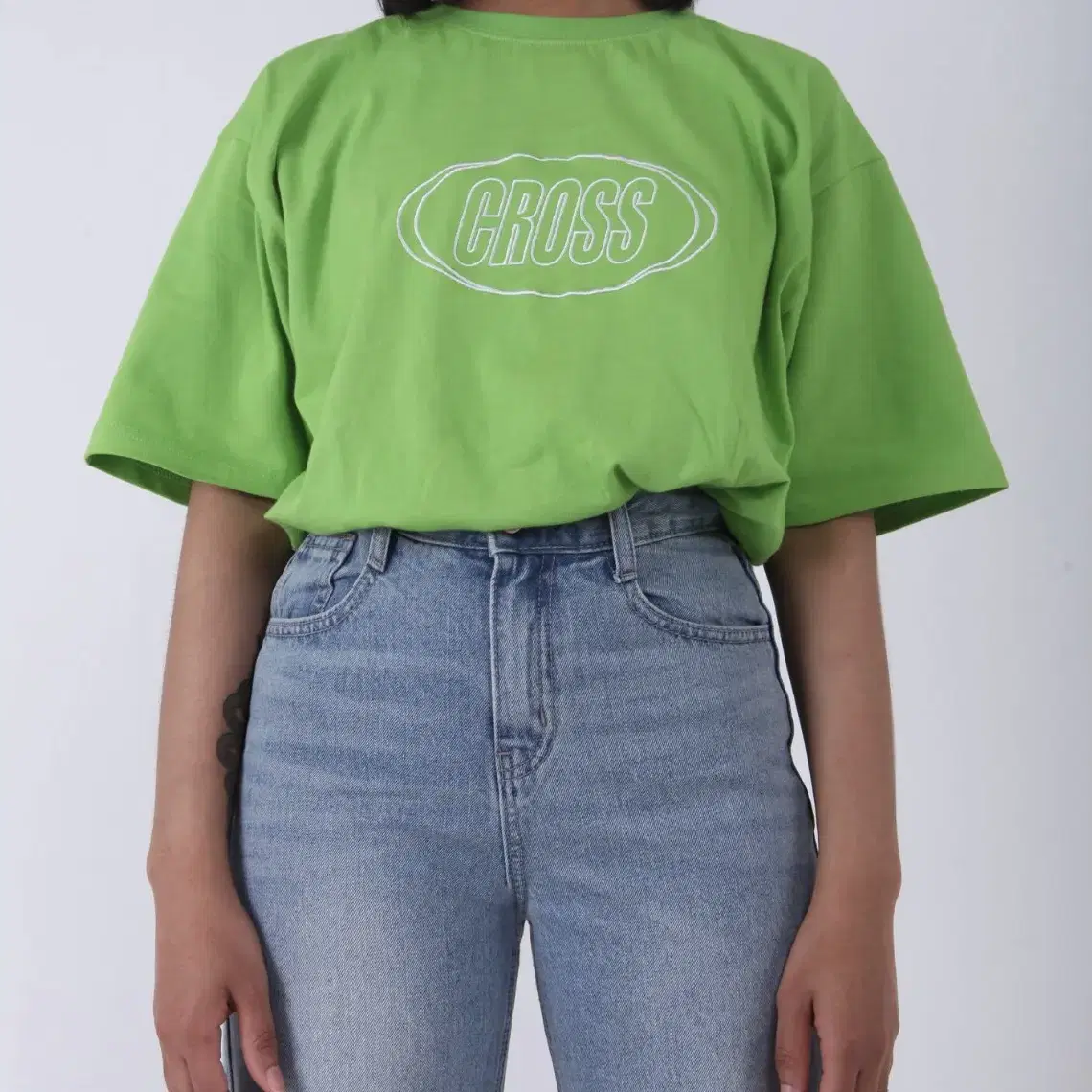 크로스드레슬리 circle logo lime t-shirts