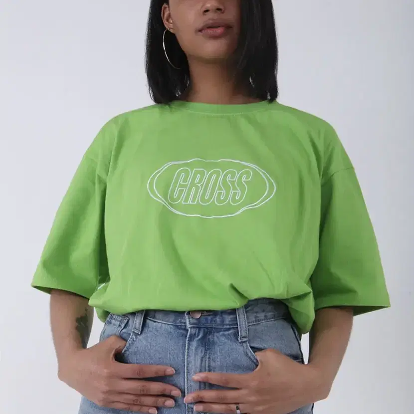 크로스드레슬리 circle logo lime t-shirts