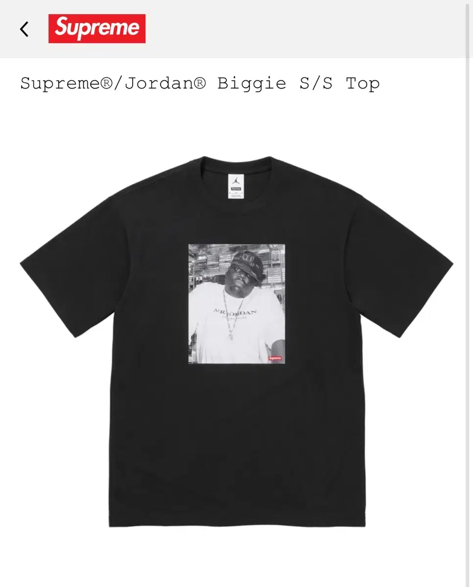 Supreme Jordan Biggie T-Shirt Black Genuine