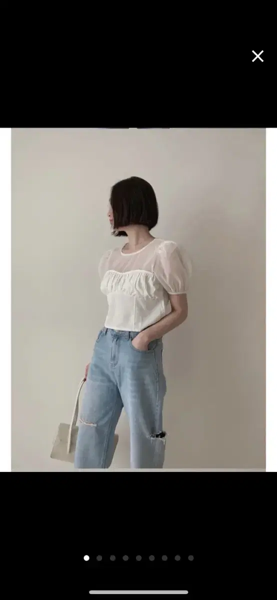 New Arrivals)Puff Crop Short Sleeve Blouse