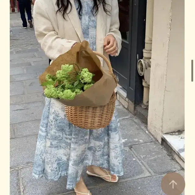 (새상품)제주그꽃 마이 패이버릿 스퀘어넥 롱원피스 블루 프랑스 미미부티크