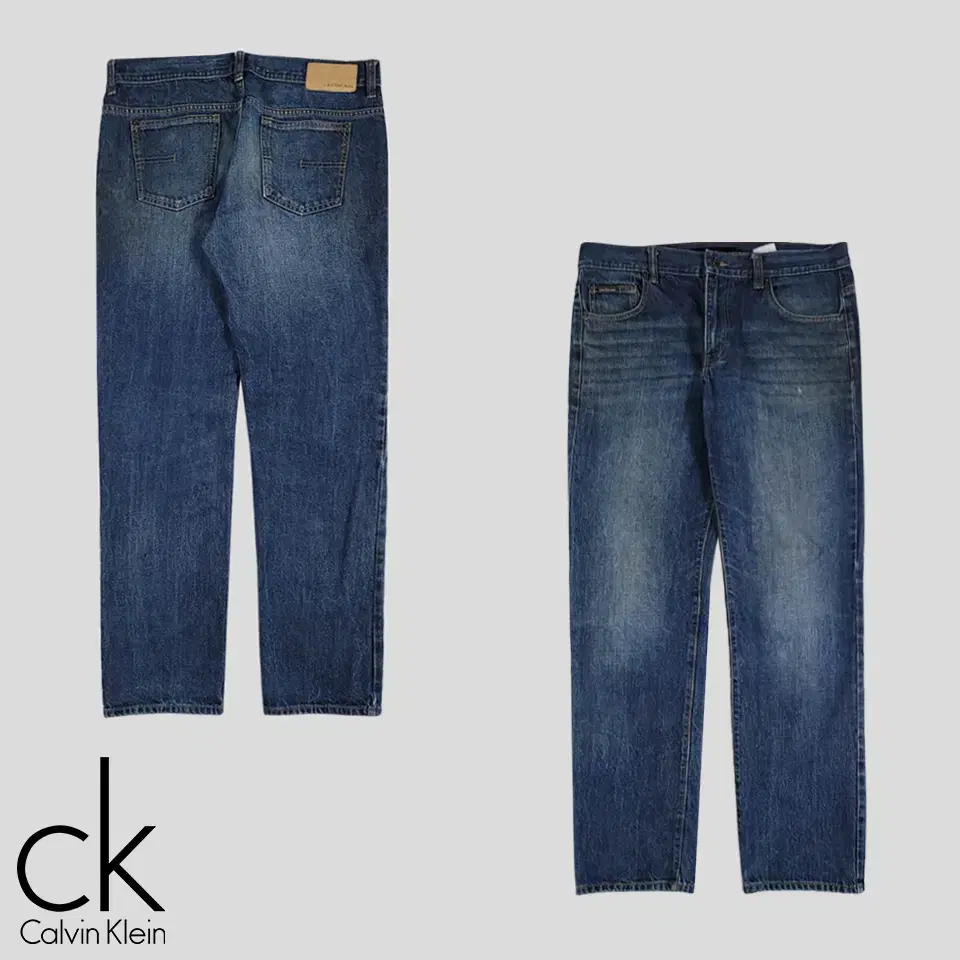 Calvin Klein Jins Dark Blue Washed Relaxed Straight Fit Jeans Denim Pants 35