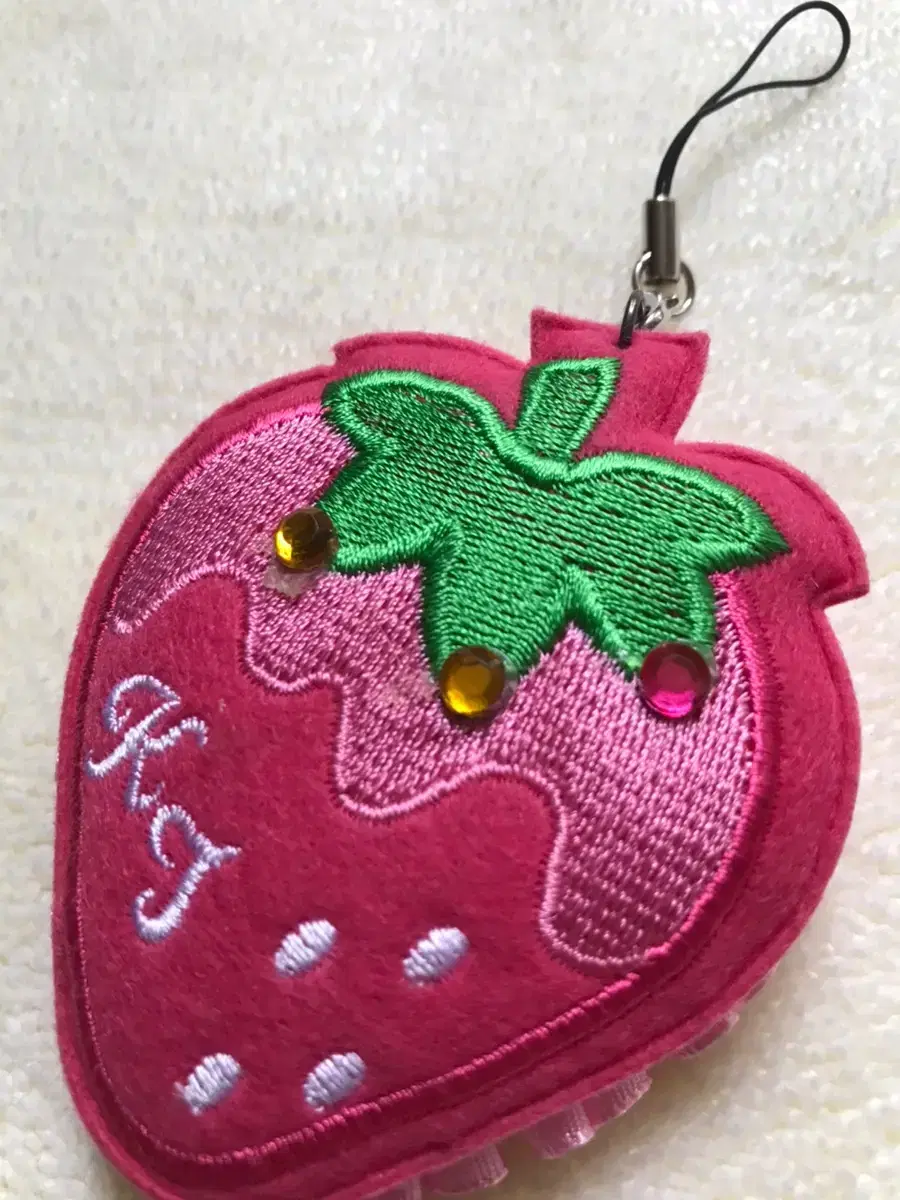 Japanese strawberry shape mirror cell phone hook strap keyring