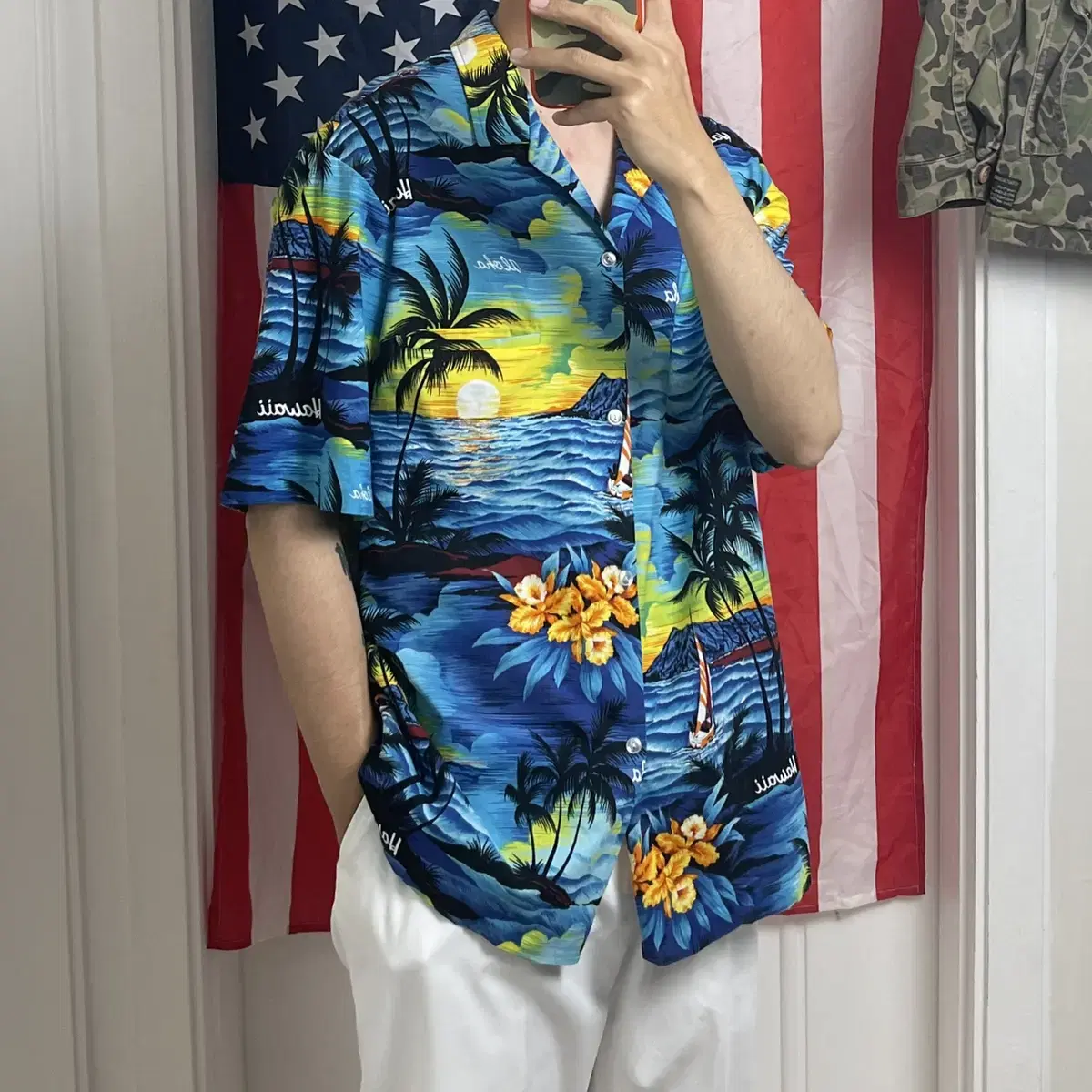 USA Hawaiian Shirt Vintage Vacation South yeoreum open kara