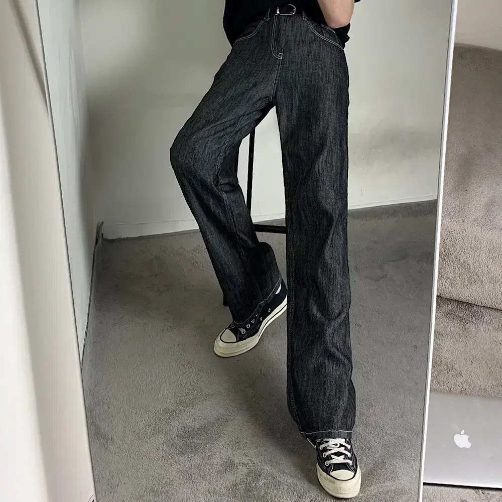 (새상품 땡처리 + 무배) men's black jin siwon cool raw paper wide pants