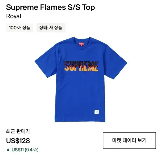 [M L] 슈프림 19SS 플레임 반팔 블루 블랙