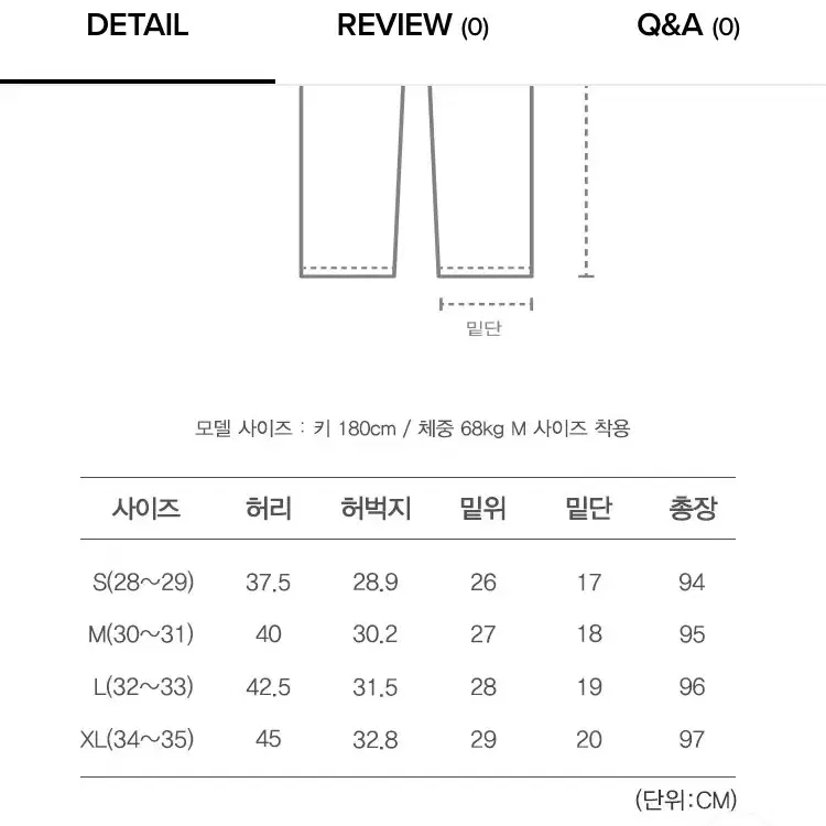 w컨셉 DENMADE 일자 스트레이트 워싱 데님 진 M