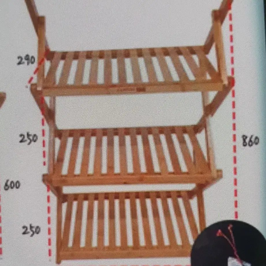 접이식 폴딩선반 3단 행거형 캠핑 실내