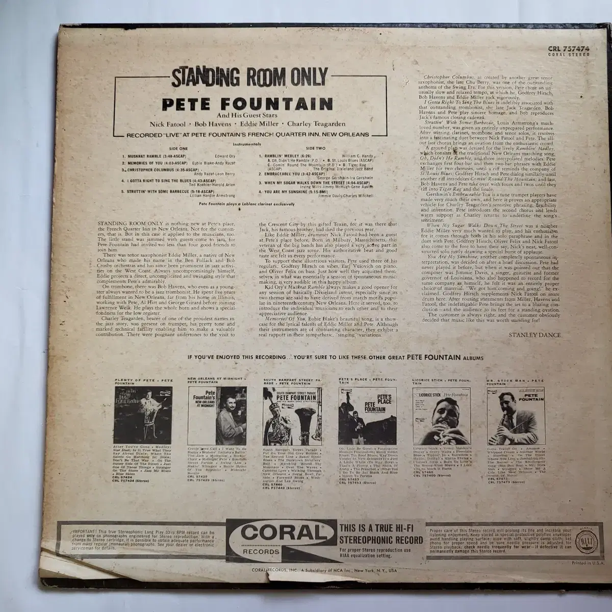 피트 폰테인 Pete Fountain (LP)