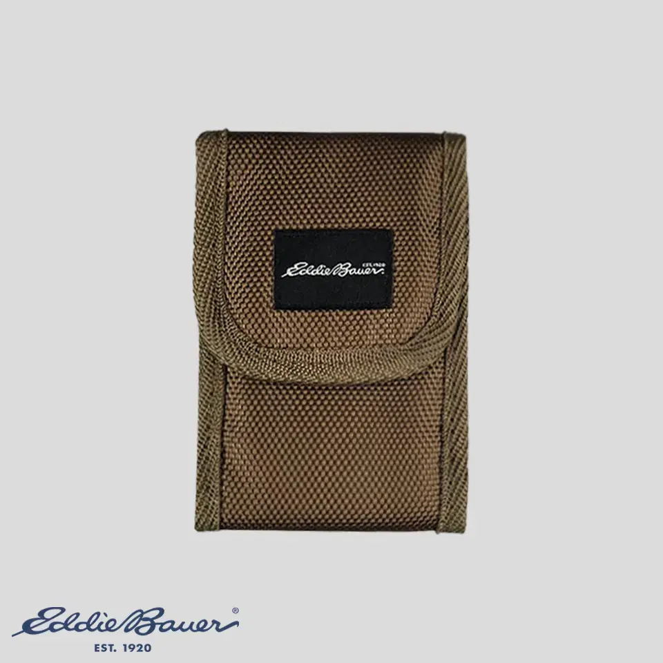 Eddie Bauer Khaki Brown Boxpatch Weave Utility Compact Mini Pouch