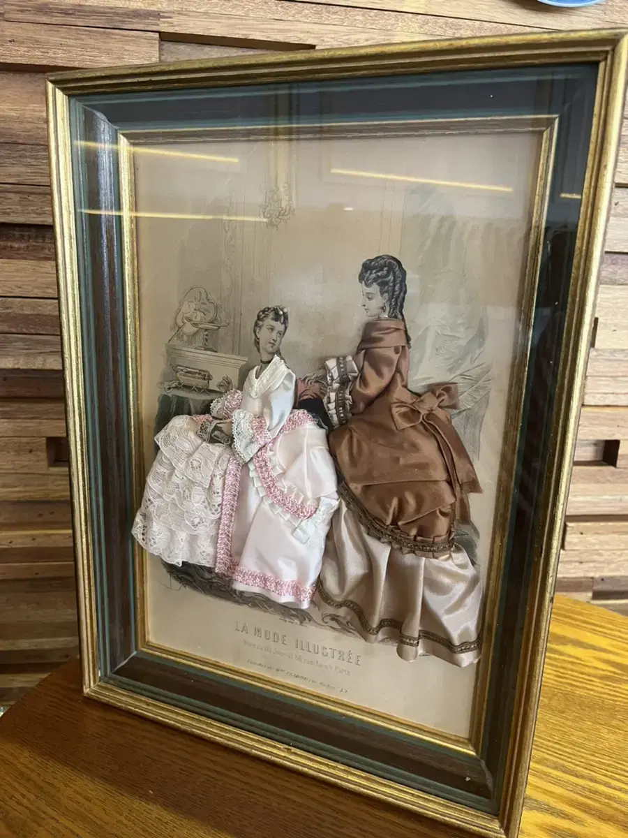 Antique French woman picture frame