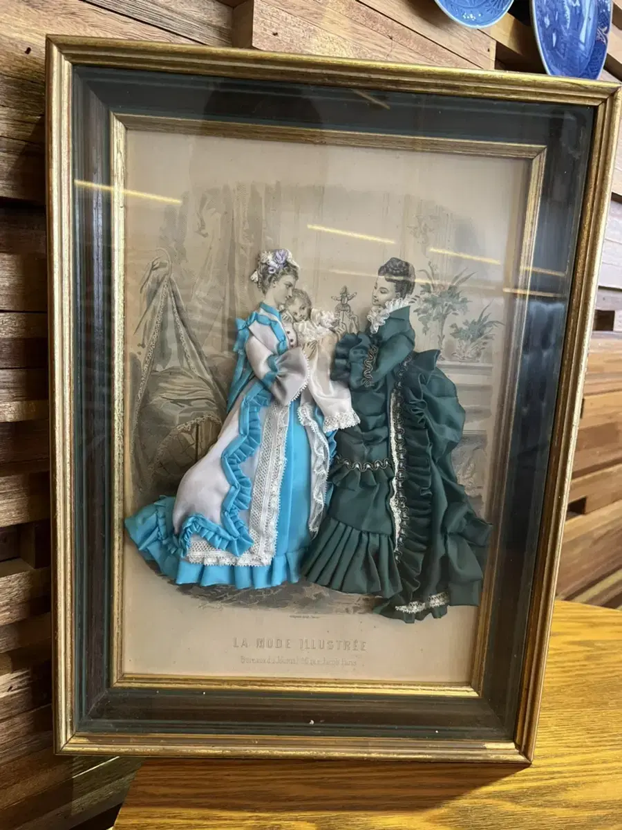 Antique French woman picture frame