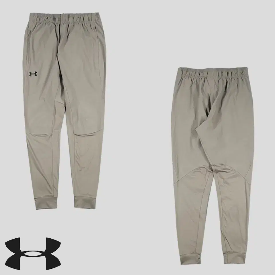 Under Armour Grey Black Logo Printed Fitted Functional Banded Jogger Pants Jersey Pants Tr