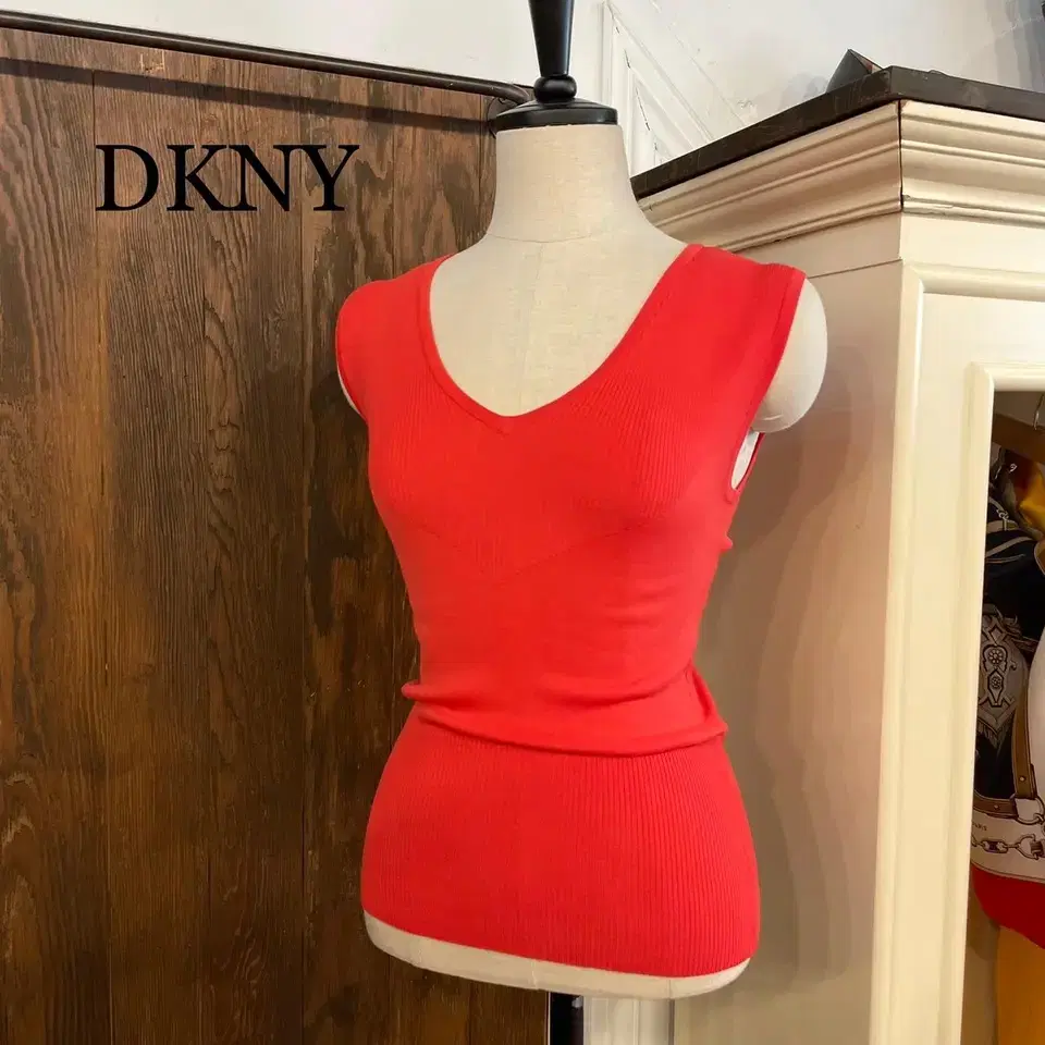 DKNY 정품 레드 니트나시