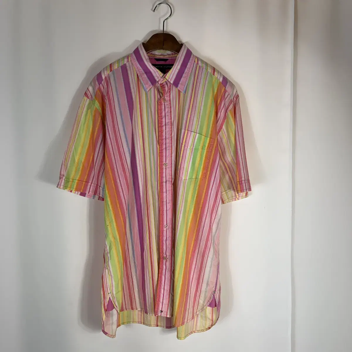 TOMMY HILFIGER Pink multicolored striped short sleeve shirt