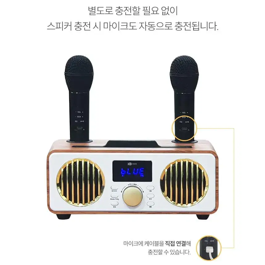 블루투스 스피커 듀엣 노래방 마이크 무선 듀얼마이크 NBF9000