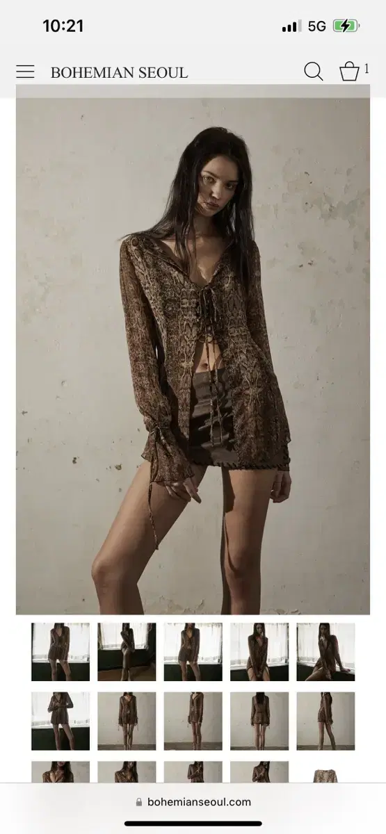 보헤미안서울 lace up blouse in brown