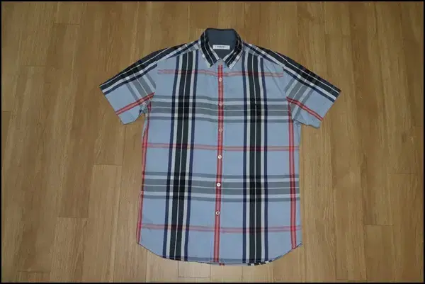 (95) Vinpol/Sky Red Varsity Check Short Sleeve Shirt