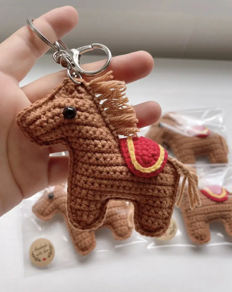 Hand-knitted horse keyring