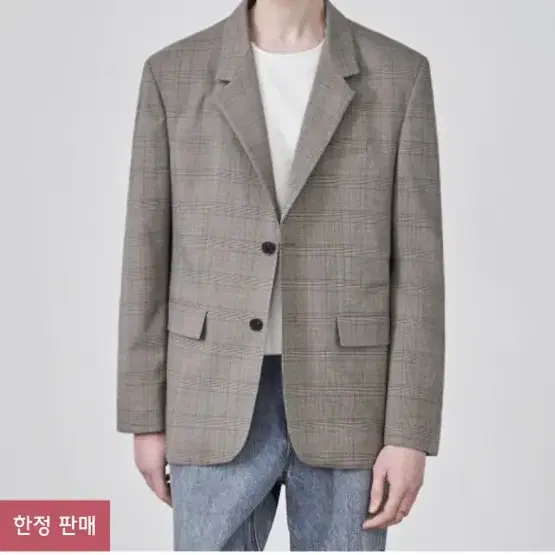 드로우핏 오버사이즈 미니멀 체크 블레이저 (beige)