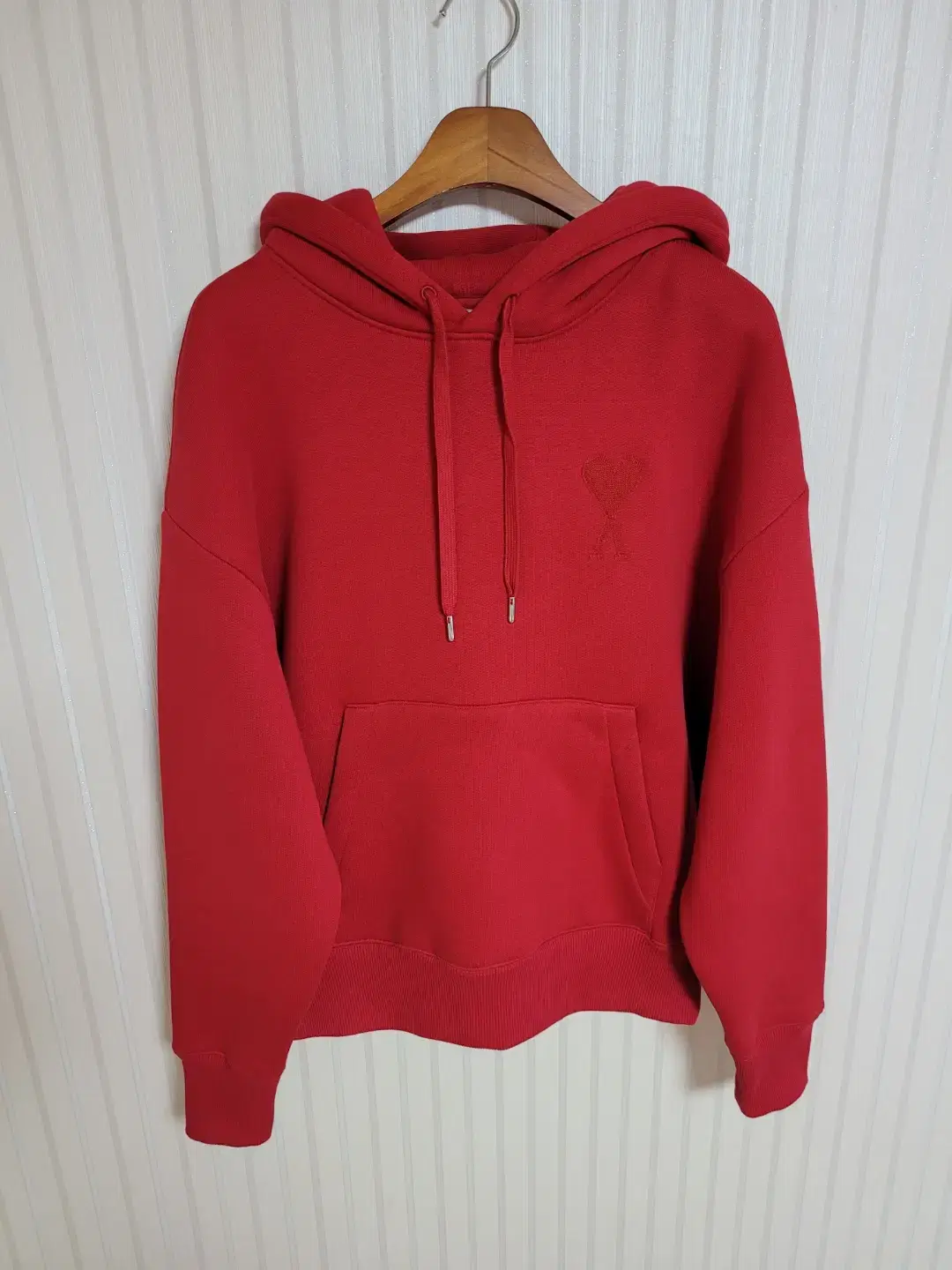 [S] Army Red Big Heart Embroidered Hoodie