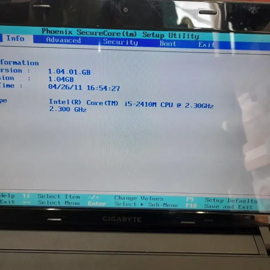 기가바이트 i5 2410m 노트북 수리용또는 부품용