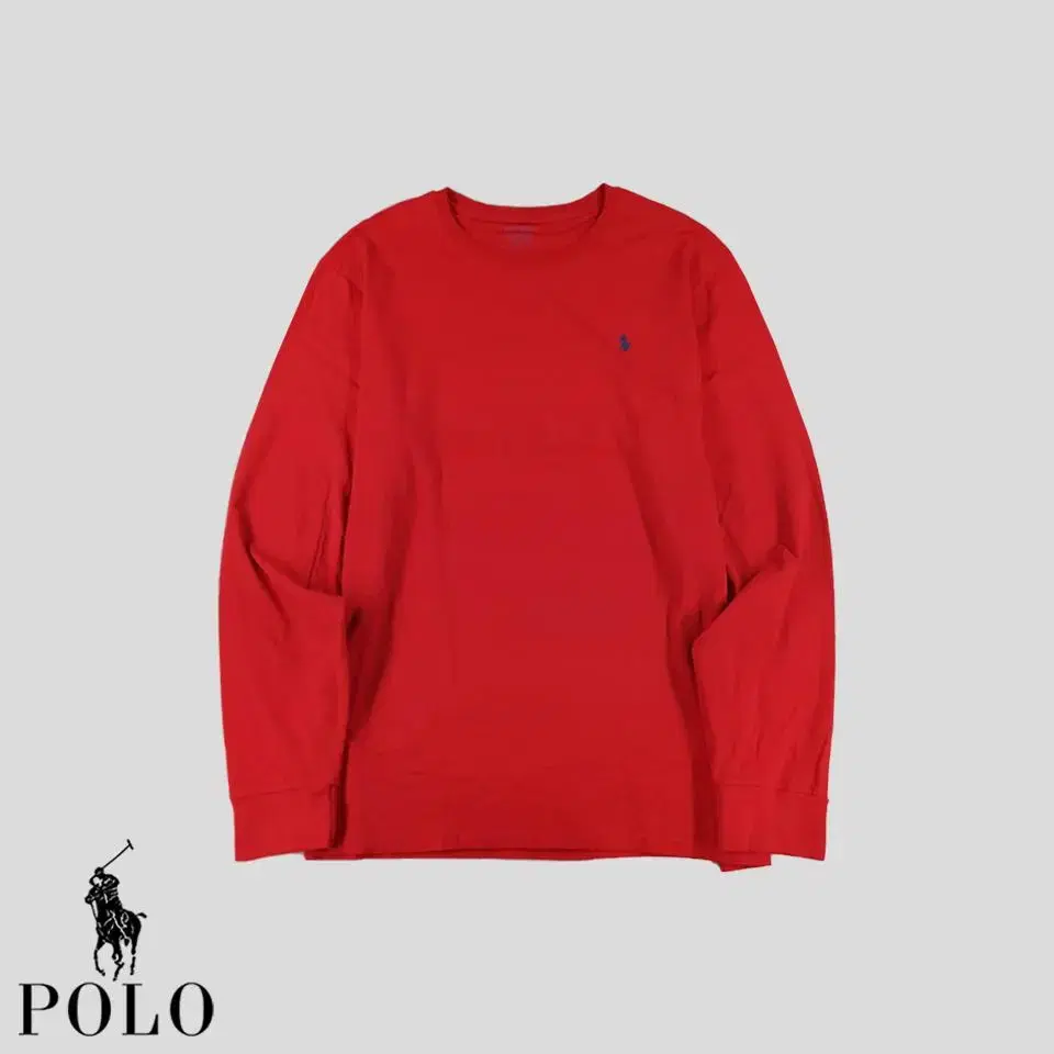 Polo Ralph Lauren Red Navy Pony Simple Minimalist Cotton Long Sleeve T-Shirt SI