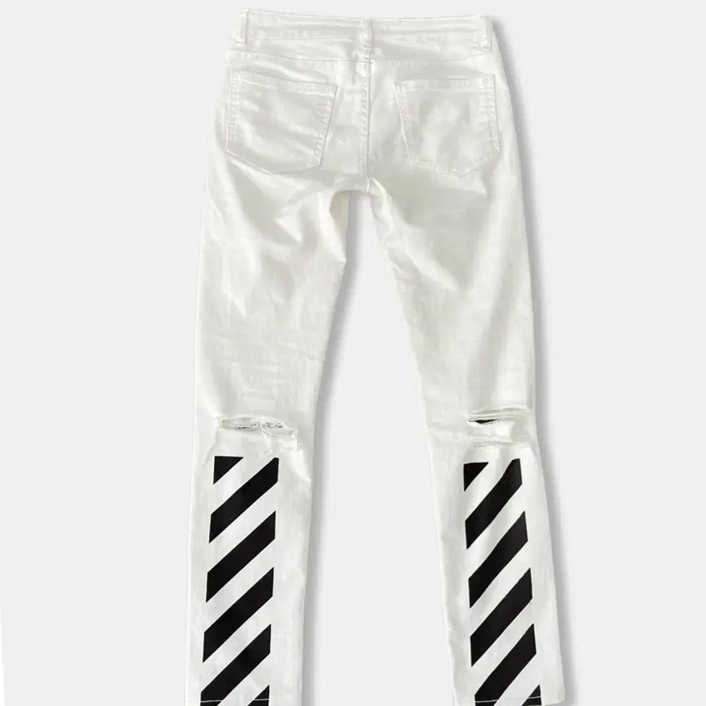 (25)오프화이트 Distressed diag white pants