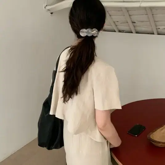 어리틀빗 back slit linen set up (내츄럴)