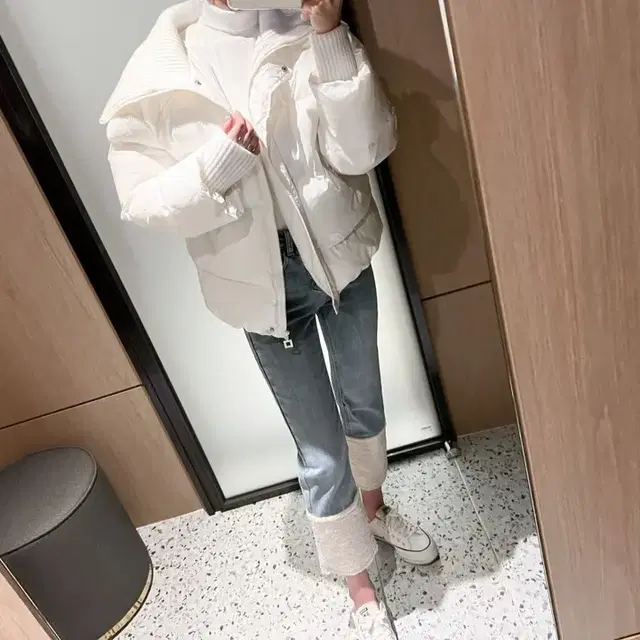 뽀글이 데님 일자바지