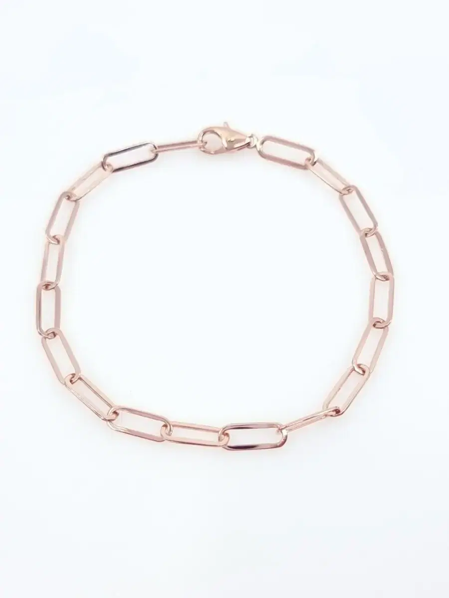 14K Simple Clip Bracelet (Pink Gold)