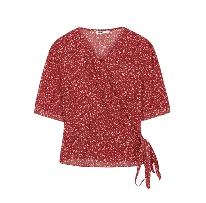 (New Product) SPAO Flower Frill Wrap Blouse