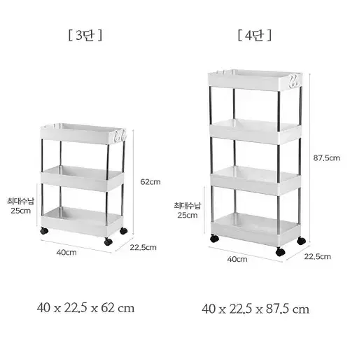 [무료배송] 틈새 선반 이동식 수납장 선반장 트롤리선반