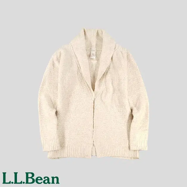 엘엘빈 L.L.Bean 아이보리 숄카라넥 논버튼 아크릴혼방 가디건  SI