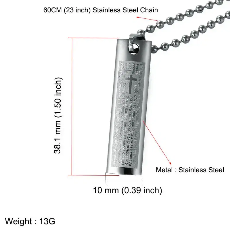 NEW 티타늄 목걸이 하나님 기독교 십자가 성경 여성 남성 행운 행사