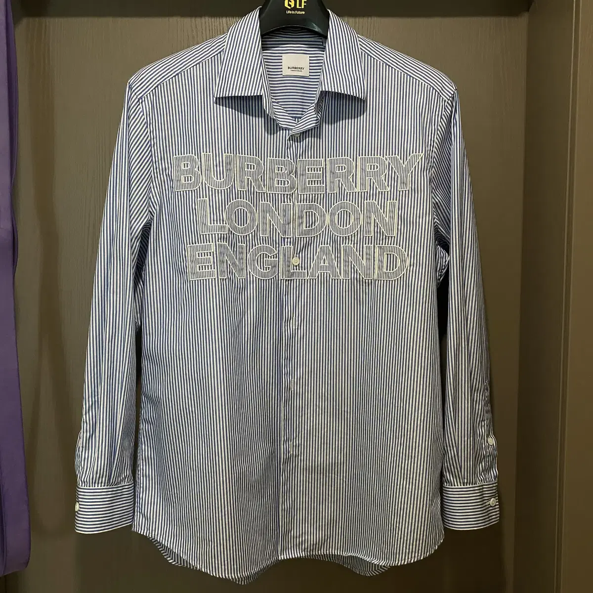 Burberry Embroidered Logo Stripe Shirt