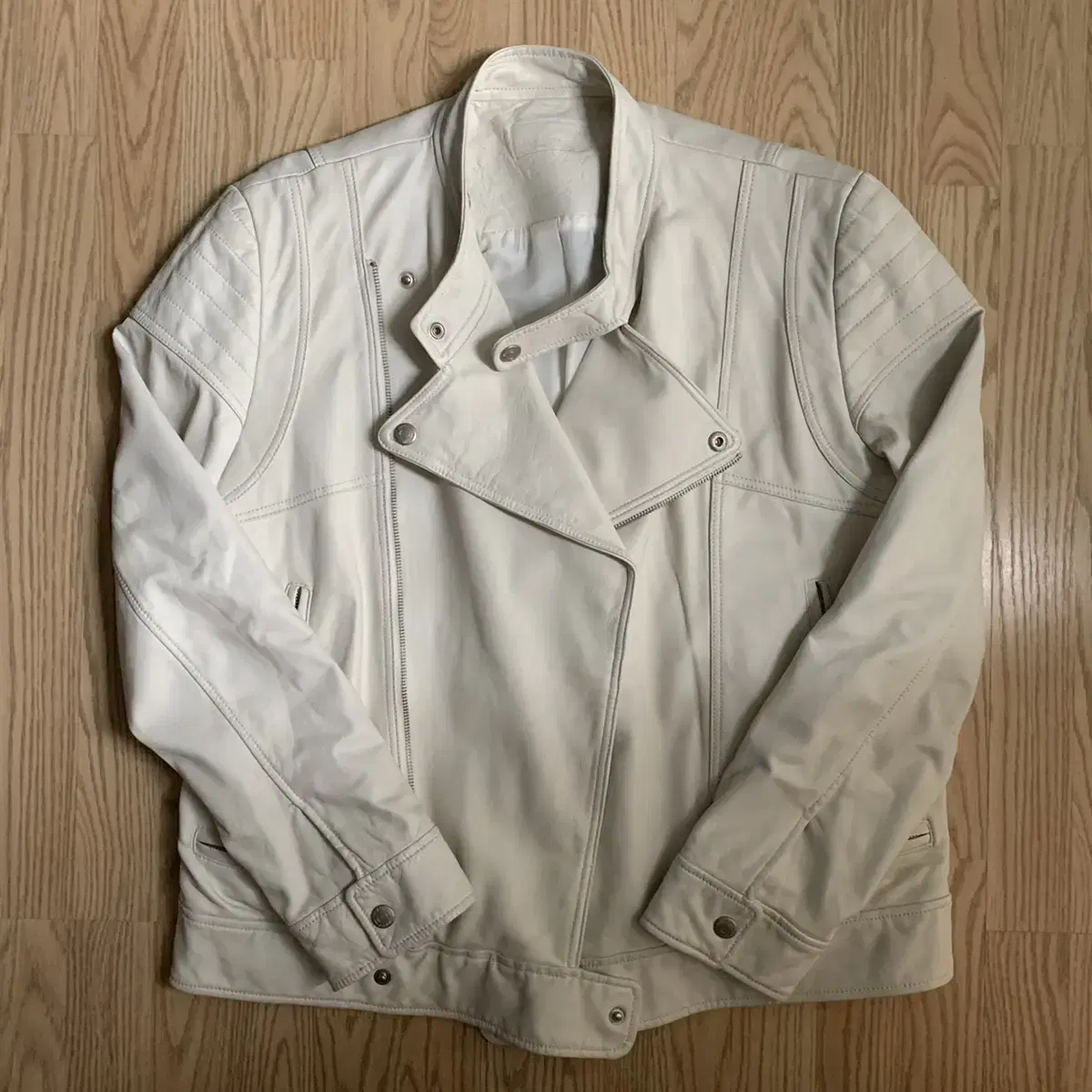 JPN VTG 화이트 램스킨 라이더 자켓