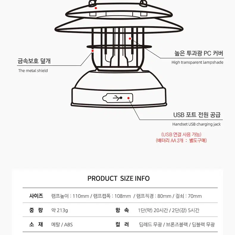 새상품 캠핑 미니 램프 등 랜턴 빈티지 감성 조명