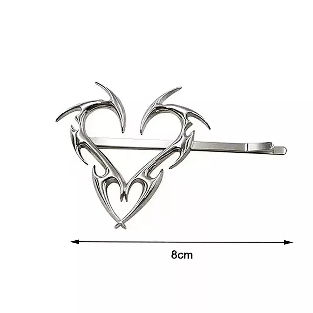 유니크 기하학 메탈 하트 헤어핀 서브컬쳐 펑크 힙합 나나 미사 고스 고딕