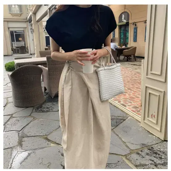 Twisted wrap style yeoreum Wrap Long Skirt